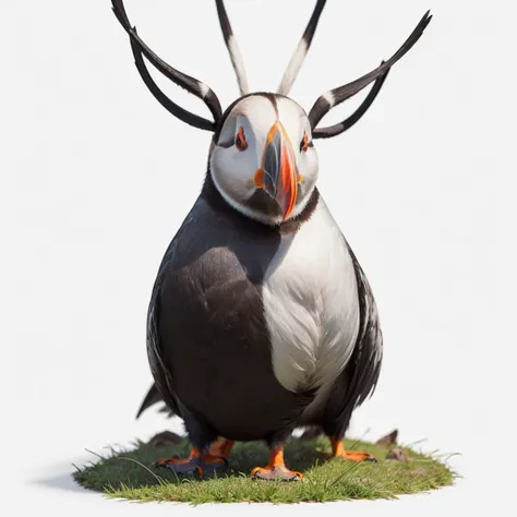 Big Animaly, spider mixed with grass, silver colour skins, Grassroots background, (white background simpleks), (Puffin mouth)