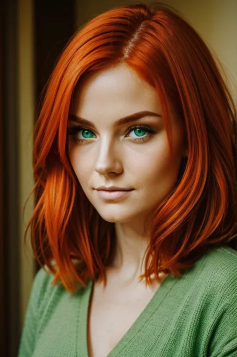 woman with orange hair, green eyes