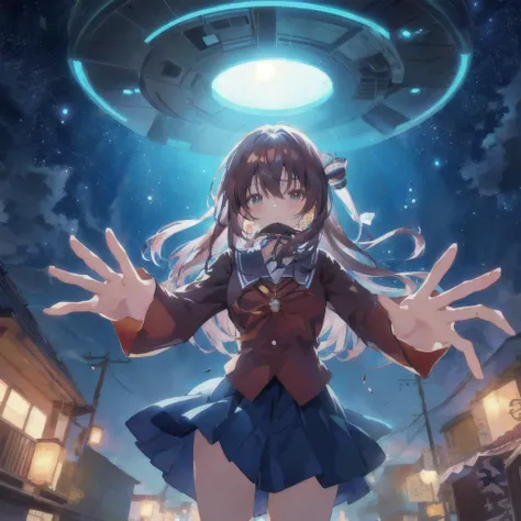 Anime girl with a flying saucer over her head, Expression of madness,UFOTABLE art style, Anime Style 4k, ufotable studio art style, Anime Wallpaper, Anime Art Wallpapers 8K, 4KAnime Wallpaper, 4K Manga Wallpapers, Anime Wallpaper 4k, Anime Wallpaper4k, ani...