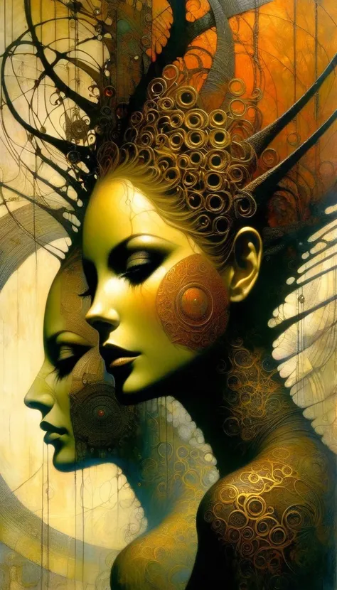 The triel, Artwork inspired by Dave Mckean, intricate details, oil painted
