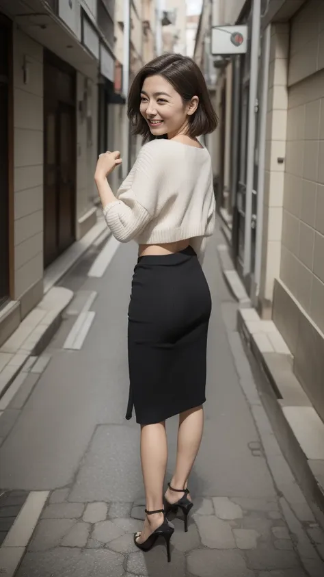 nsfw, ((highest quality)), ((8k)), ((masterpiece:1.3)), (perfect appearance), ((日本人熟女のback view)), (jma), sidewalk in an office ...