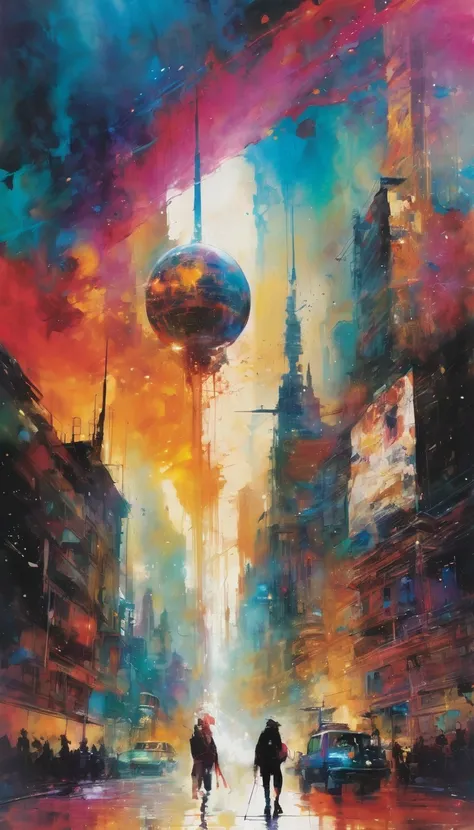 The world, Artwork inspired by Bill Sienkiewicz, vivid colors, intricate details, oil.
