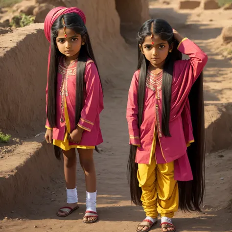 Indian 7 years old  with long hair