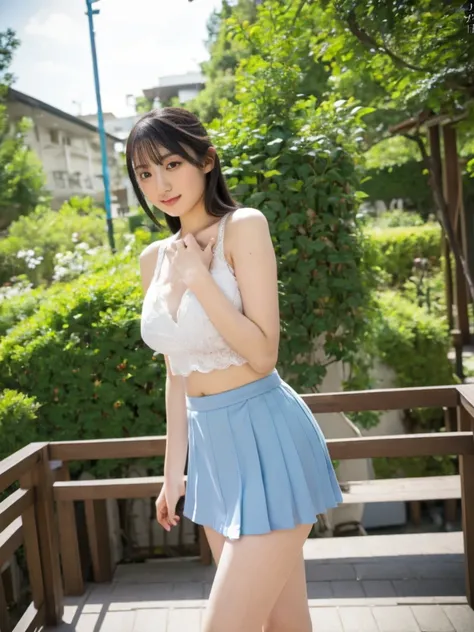 Gravure idol pose　Hotel　high resolution　Not too small bust　Skirts should be shortened　Beautiful legs　Height: 158cm