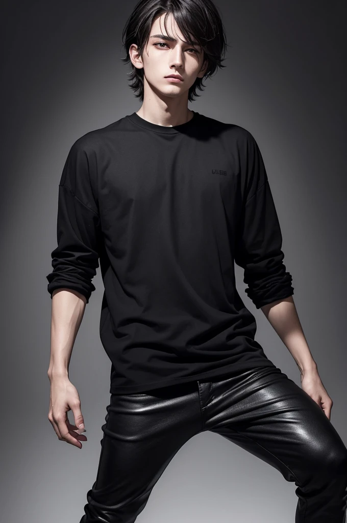 Lucas is a young man of medium height, with dark, disheveled hair. His eyes are deep and carry a serious and determined expression.. He wears black clothes, usually a long-sleeved shirt and tight pants, reflecting his understated style and need for agile m...