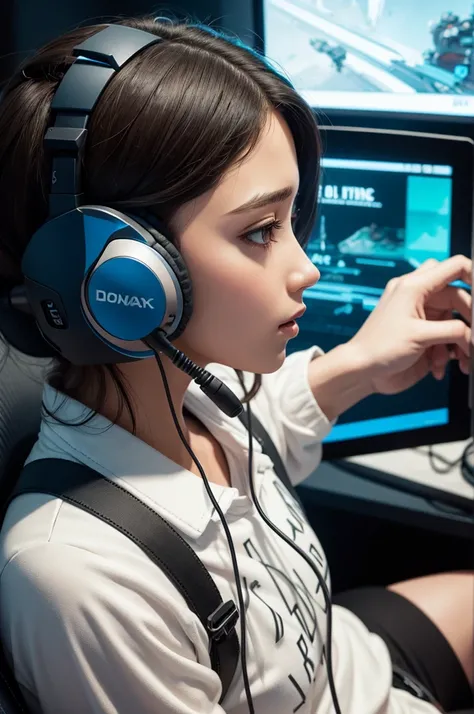 A headset playing a video game 