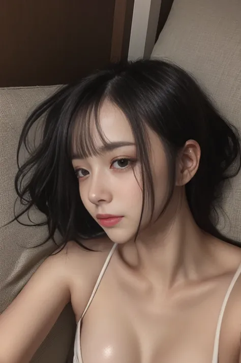 One Girl、Idol、Close-up、clavicle、picture、movie、Depth of written boundary、sleeping face、Modeled、window、View your viewers、Cleavage，latex camisole