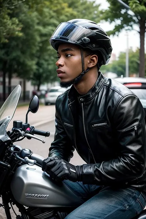 Profile photo of a 22-year-old black man on a motorcycle