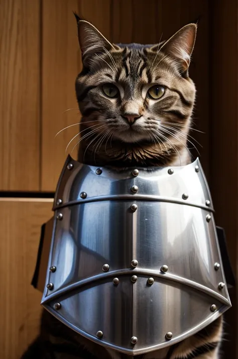 Cat wearing a Knights armor