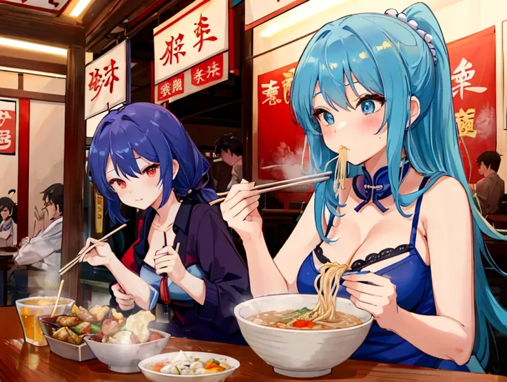 a cute student in underwear and an older teacher eat chinese food together、big boobs and small 、a thin cute blue bra、thin cute b...