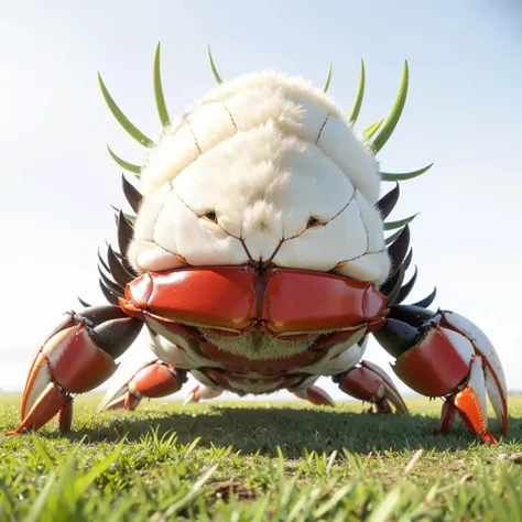 Big Animaly, crab mixed with grass, white colour skins, Grassroots background, (white background simpleks),