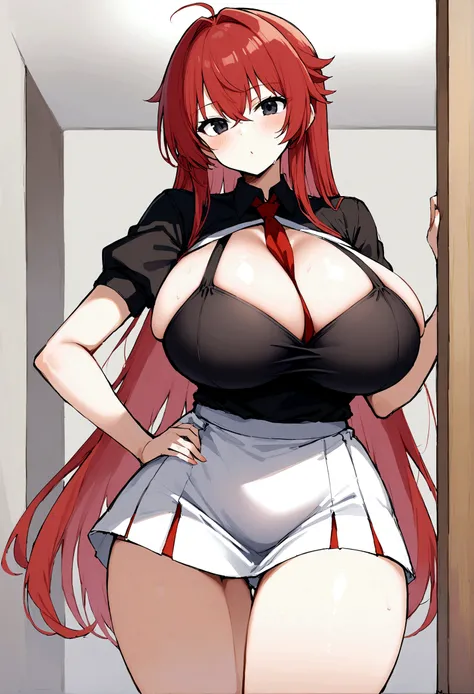 My name is Hikaru, I am a white test woman with long red hair and black eyes. I am 1.60 cm tall and weigh 46 kg. My breast sizes are 300 cm, my waist is 60 cm and my hips are 200 cm. Dressed in a low-cut black blouse and a white miniskirt . With big breast...