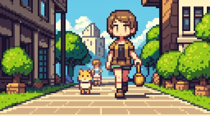 pixel art , walking chip , 1 girl