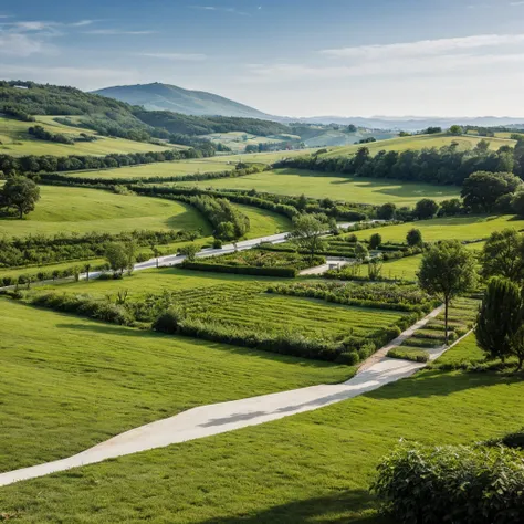 LANDSCAPE OF A VINTAGE PERIOD ITALIAN VILLA