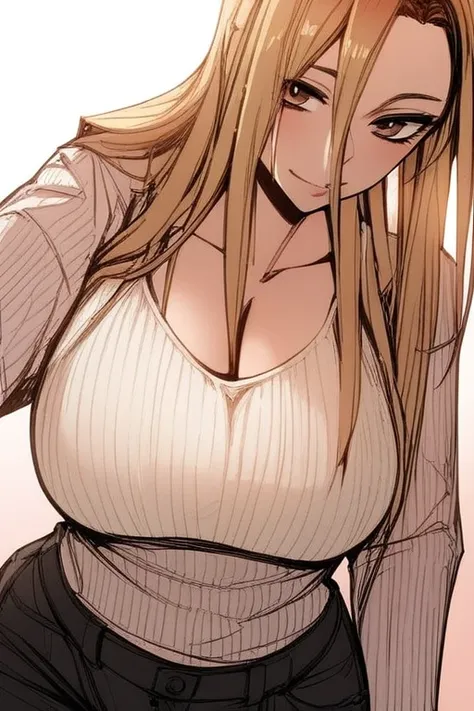 score_9, score_8_excellent, score_7_excellent, hello、he, brown eyes, blonde, multicolored hair, long hair,long sleeves round nec...