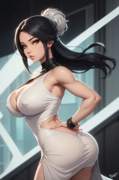 there is a woman in a white dress with a black hair, sage ( valorant ), sage, style artgerm, official fanart, in style of artgerm, artgerm and rossdraws, digital anime illustration, rossdraws sakimimichan, anime styled digital art, artgerm. anime illustrat...