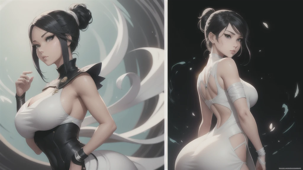 there is a woman in a white dress with a black hair, sage ( valorant ), sage, style artgerm, official fanart, in style of artgerm, artgerm and rossdraws, digital anime illustration, rossdraws sakimimichan, anime styled digital art, artgerm. anime illustrat...