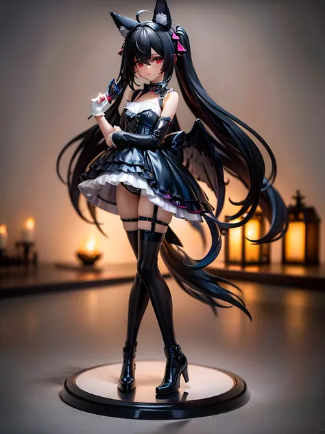 black long straight hair shota,hyper cute fenrir shota,ultra frilly miniskirt dress,holding glowing claw weapon,fenrirs claw attack,garter belt,