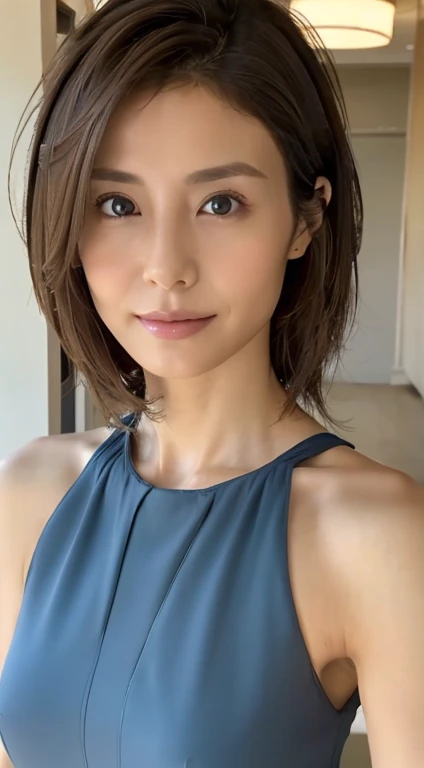 Selfie taken on a mobile phone、Highest quality, Realistic, Perfect Human Anatomy, Very detailed, Very delicate and beautiful, RAW Photos, Professional Lighting, illumination, Written boundary depth, Single Focus, whole body, Skinny Japanese woman, 40-year-...