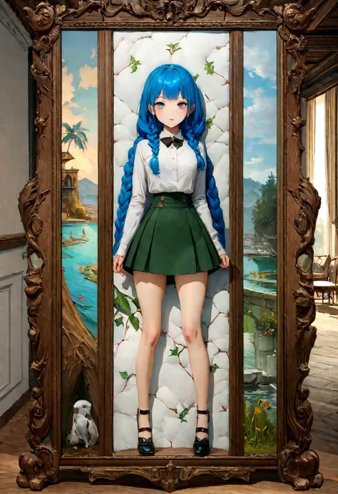 Blue Hair Surrealism, Character table, Reference Table, Standing painting, 8K, Super Detail, 1080P, Women HD, 4K, 8K, 16K, high resolution, best quality, high quality, Anatomically correct, masterpiece, precise, Ultra HD，grace，Unreal Engine，Delicate face，L...