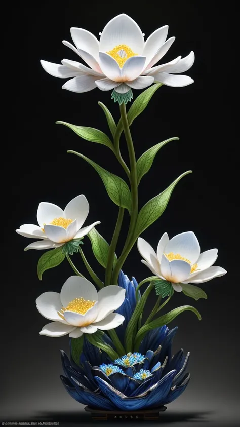 Better Quality, Realist, fotorRealist, Ultra-detailed, "Rare flower mountain fruit, Chinese architecture" Highly detailed porcelain sculpture "Southern Ice", Ultra Grande Angular, Highlight Lighting, Volumetric lighting, Backlight, (Detailed light), ((Very...