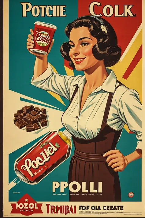 Retro poster promoting the pozol cocoa drink only the drink 