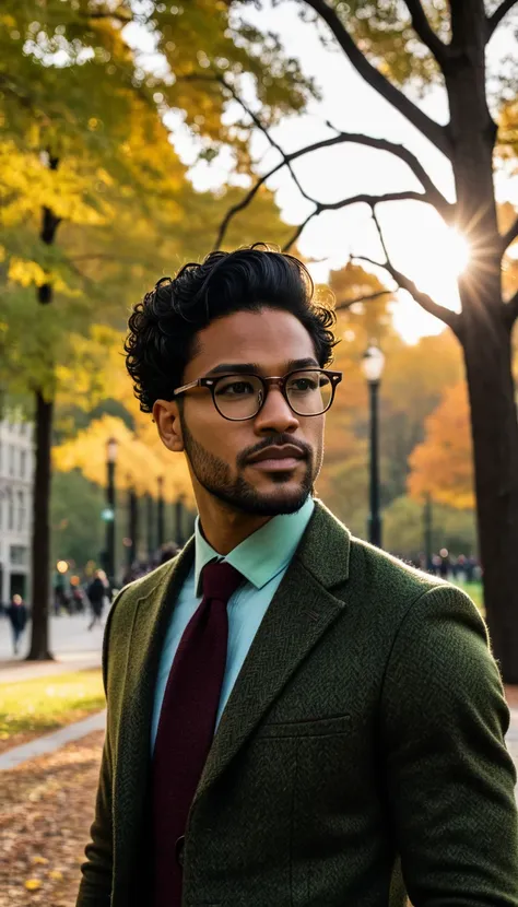 photorealistic, cinematic, raw photo, low angle shot, man, mulatto, 30 years old, black hair, classic side part hairstyle, clean...