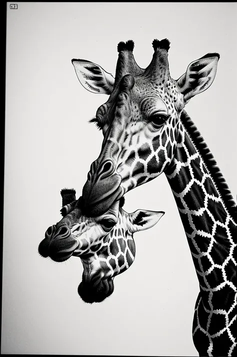 I want an image that is a drawing of a giraffe so that 3-year-old children can color, that is, in black and white. 
