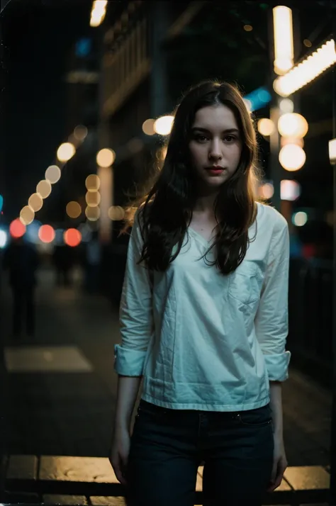 polaroid photo, night photo, photo of 24 y.o beautiful woman, pale skin, bokeh, motion blur