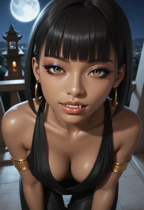 score_9, score_8_up, score_7_up, score_6_up, 1girl, solo, jewelry, rating: safe, brown_eyes, black_hair, lips, makeup, armlet, breasts, egyptian, egyptian_clothes, dark_skin, nose, earrings, gold, lipstick, cleavage, realistic, looking_at_viewer, medium_br...