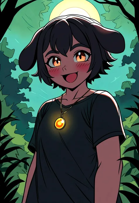 ([by dacad, por zackary911, Por braeburned, por ruedeath, por Jinxit]), Cartoon art style, 
(dog day, mascle, (necklace with sun-shaped pendant), eyes black, black mouth, ssmile, blush), typical cartoon character, 
(standing, gazing at viewer, ssmile, glad...