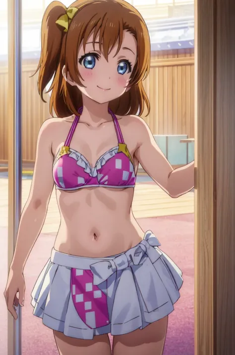 (((pixel-perfect, detail-perfect))), solo, 1girl, honoka kousaka, smile, sauna, bikini, armpit, medium filesize, ultra High Qality