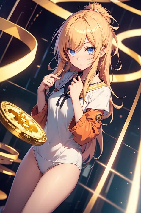 Bitcoin coin, anime girl