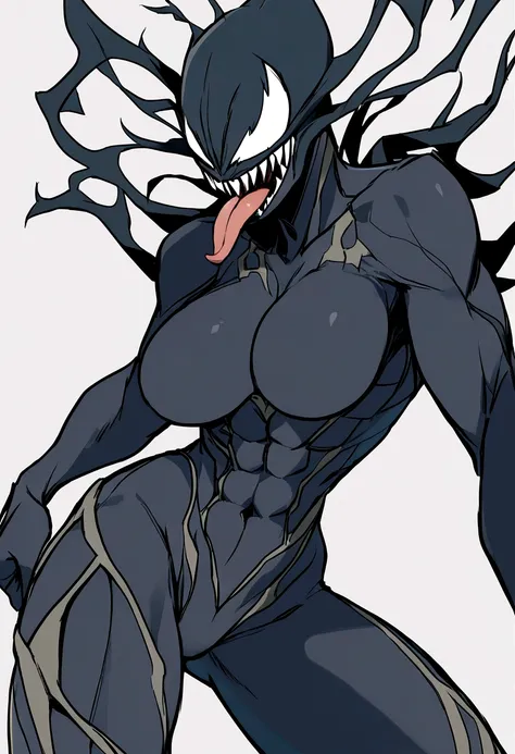 Female, thick thights, tongue out, abs, breasts

 alien
mammal 
 symbiote
Venom