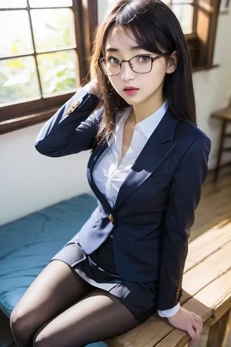 (Highest quality、masterpiece、Official Art、High resolution:1.2)、Highly detailed CG uniform 8K wallpaper、Clear images、Very detailed、(The only girl:1.2)、woman, (Skin with attention to detail:1.2)、secretary、formal, , Wearing a black suit,　Black jacket, (White ...