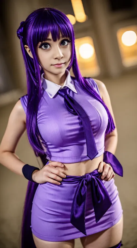 a close up of a person with purple hair and a purple tie, stylized anime, anime moe artstyle, katana zero video game character, anime girl of the future, portrait anime space cadet girl, portrait knights of zodiac girl, close up of a young anime girl, anim...