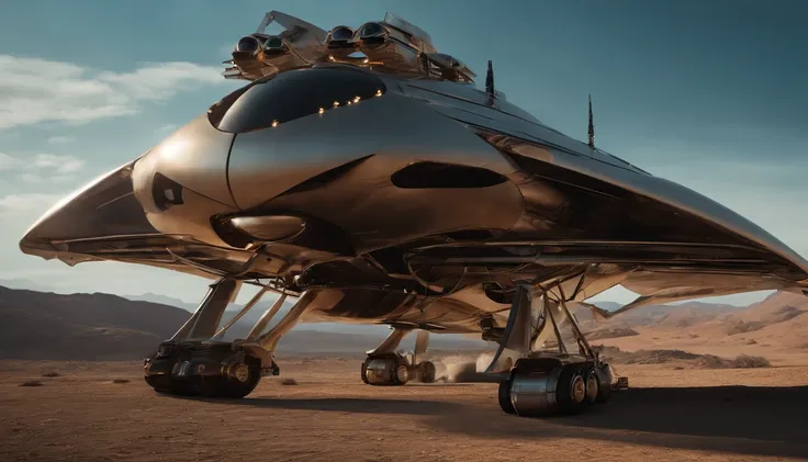 In this awe-inspiring blend of steampunk-inspired and futuristic elements, a unique starship takes center stage, designed by the genius imaginations of Mary Shelley & Tim Burton, & Ridley Scott. The starship is an amalgamation of iconic vehicles from diffe...