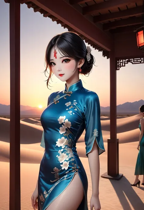 (best quality,4K,8K,high resolution,masterpiece:1.2),Very detailed,(Practical,photoPractical,photo-Practical:1.37),Chinese custom cheongsam,Gangsta Girl,Backlight,Deep Shadows,Silhouette Light,Simple and elegant cheongsam,Charming Chinese design,Simple sty...