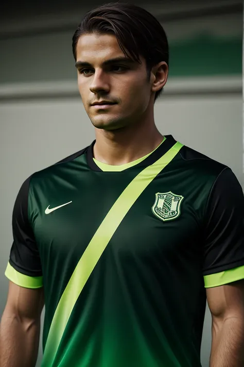 Green and black soccer uniform creating a beautiful gradient but without numbers or letters