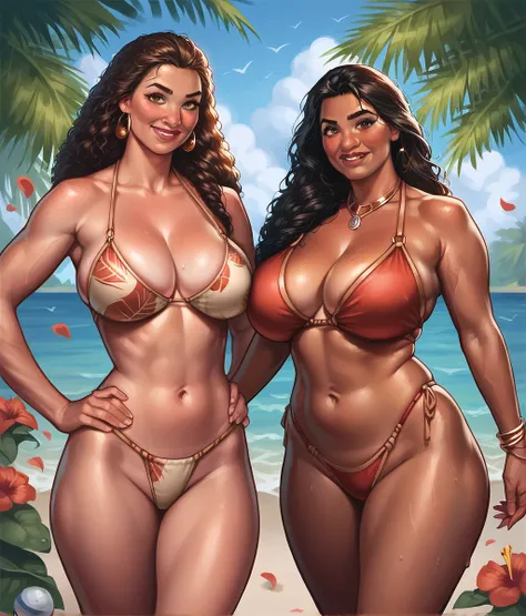 uploaded e621, score_9, score_8_up, score_7_up, score_6_up, score_5_up, score_4_up, rating_safe, smooth, source_furry, {realistic}, Moana grown milf, seductive milf , DARK SKIN milf, countershading, huge breasts, {{{very long wet curly hair, Moana Disney p...