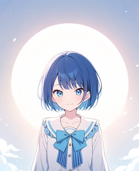 One girl,alone,kiritani haruka,Blue Hair,Blue Eyes,project sekai,Short Hair,cute,cute,smile,