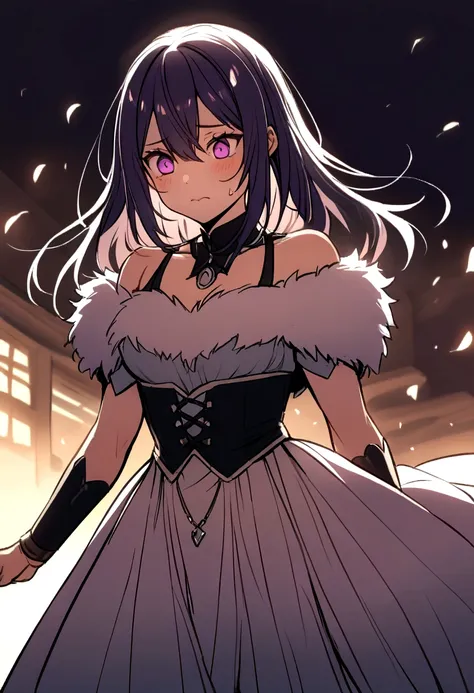 
Name: Shacya Physical Description:
- Hair: negro, long and straight with two electric purple strands - Eyes: electric purple, expressive.
- Fur: White and soft.
- Height: 1.80 meters.
- Weight: 75 kg.
She is a warrior
