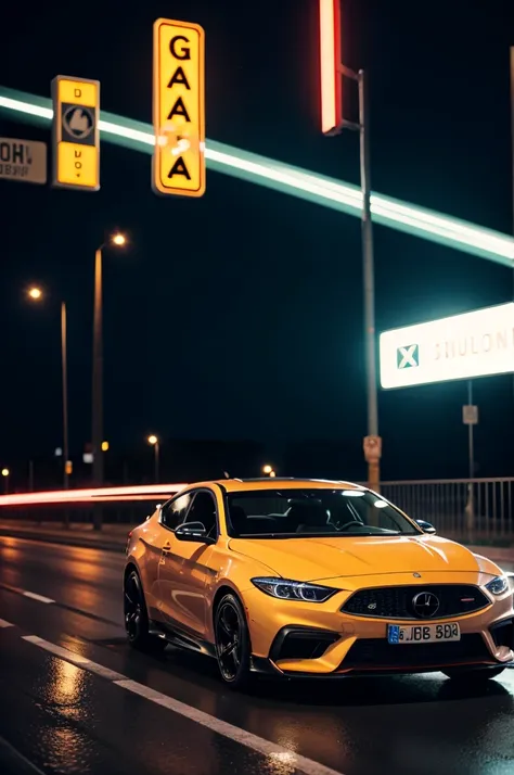 High speed car night drive in empty streets