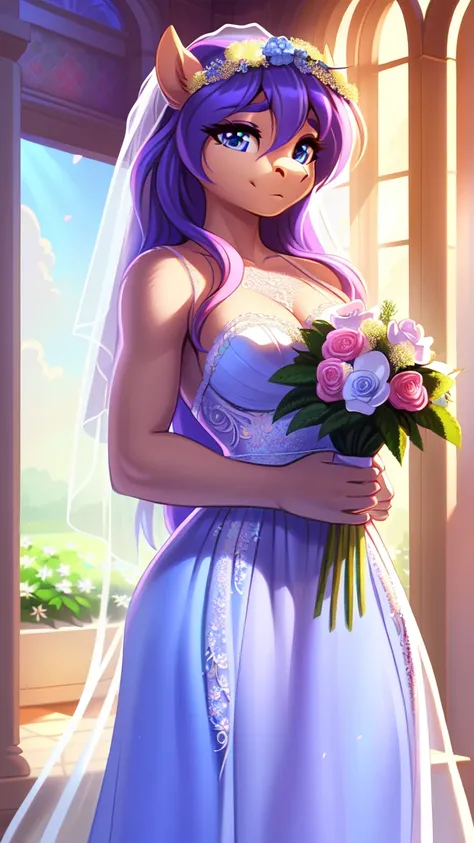 (my little pony:1.1, wedding, thick hair, long hair, wedding dress, beautiful detailed eyes, long eyelashes, soft pastel colors, vibrant colors, floral background, ethereal lighting, portraits, best quality, 4k, 8k, highres, masterpiece:1.2), ultra-detaile...