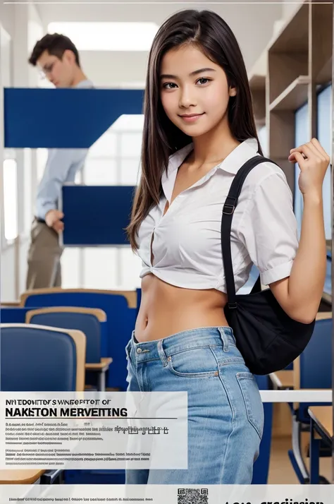 A student for advertisement of classes poster