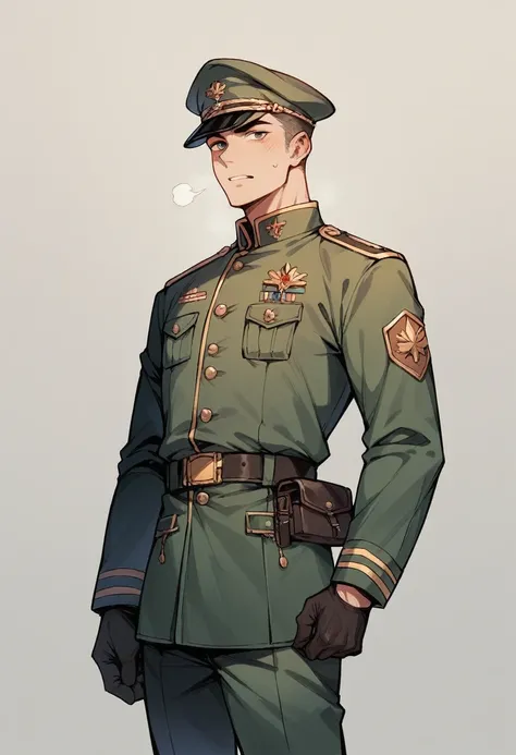 Boy wearing military clothes 