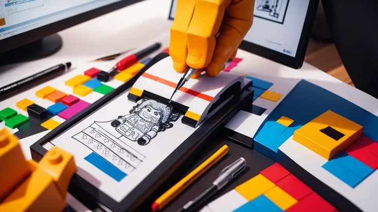 Create a lego drawing about digital marketing