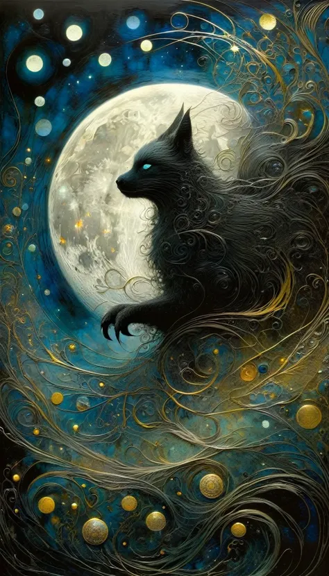 the moon, Artwork inspired by Dave Mckean, intricate details, oil painted
