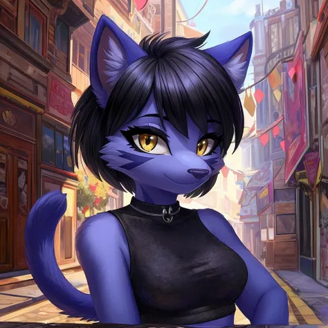 yellow eyes yellow eyes Black short hair trendy outfit Black short hair trendy outfitsterpiece), (best quality), (anthro furry:1.3, snout:1.2, anthro:1.3, furry:1.2, solo female:1.2), (extremely detailed:1.3), cat catcroptop, loonashorts,