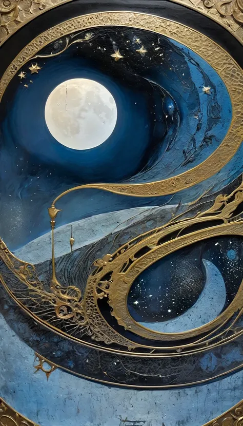 the moon, Artwork inspired by Dave Mckean, intricate details, oil painted
